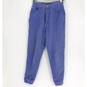 Memphis 80s Vintage Purple Denim High Waist Tapered Leg Mom Jeans Size 12 Cotton